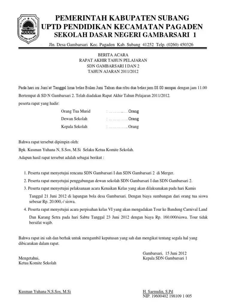 Contoh Surat Berita Acara Rapat - Audit Kinerja