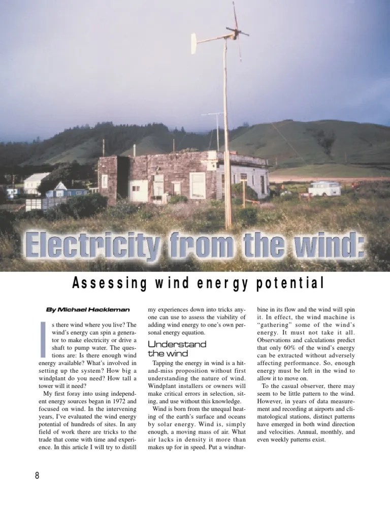 (Ebook - Free Energy) - Electricity From The Wind-Assessing Wind Energy Potential | PDF | Wind ...