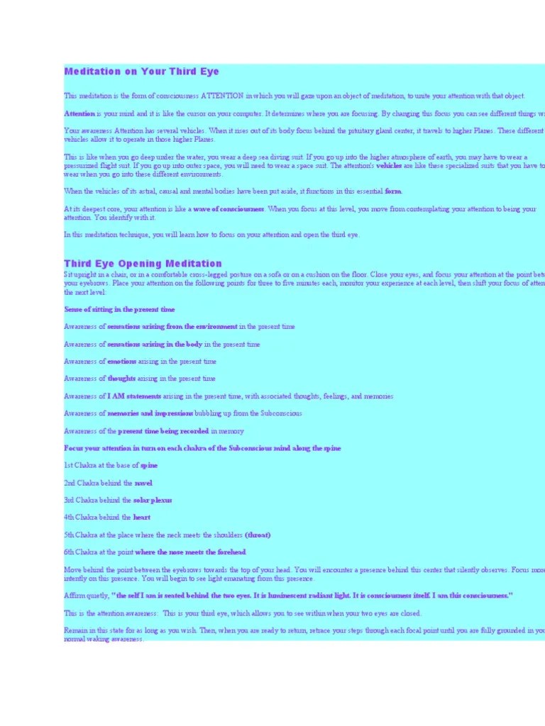 Meditation On Your Third Eye | PDF | Chakra | Kundalini