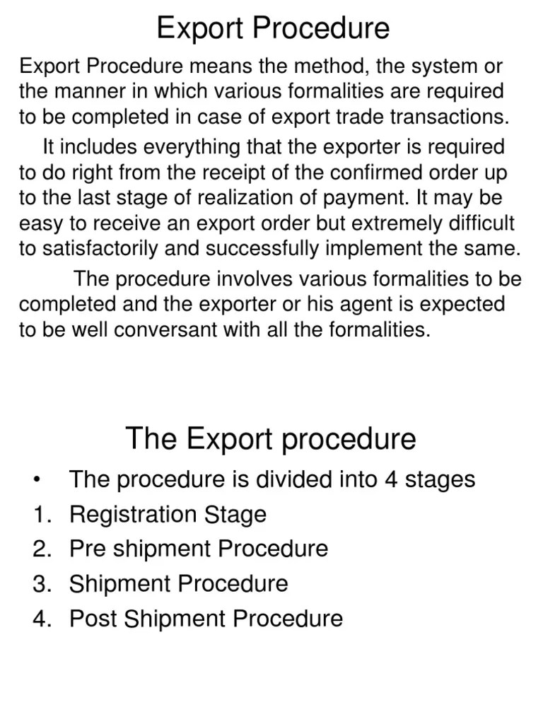 Export Procedure | PDF | Exports | Bill Of Lading