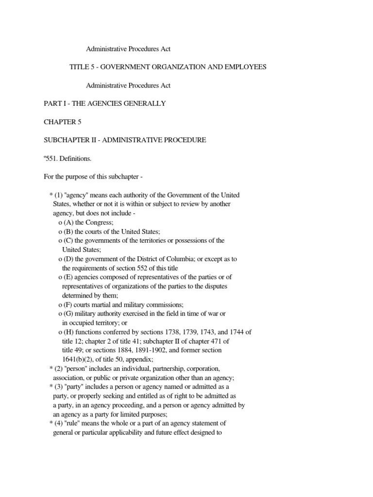 Apa Administrative Procedures Act 1946 | PDF | Federal Government Of The United States | Law Of ...