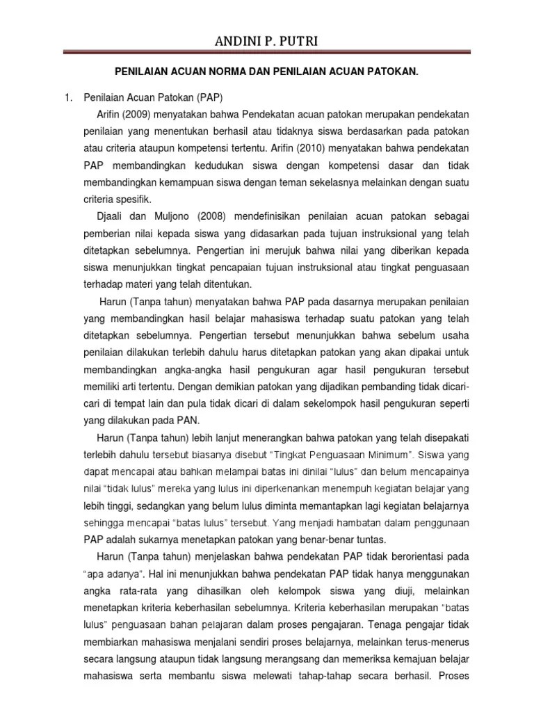 Penilaian yaitu pendekatan evaluasi acuan norma (pan) dan pendekatan. Penilaian Acuan Norma Dan Penilaian Acuan Patokan Pdf