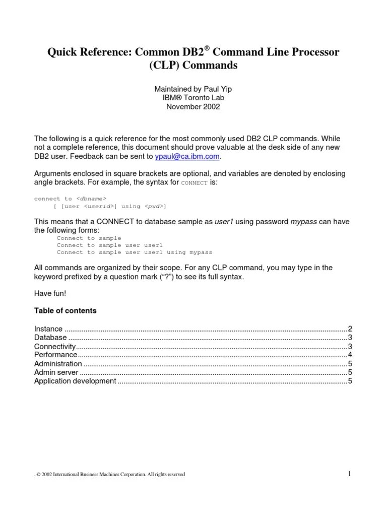 DB2 List Commands | PDF | Sql | Databases