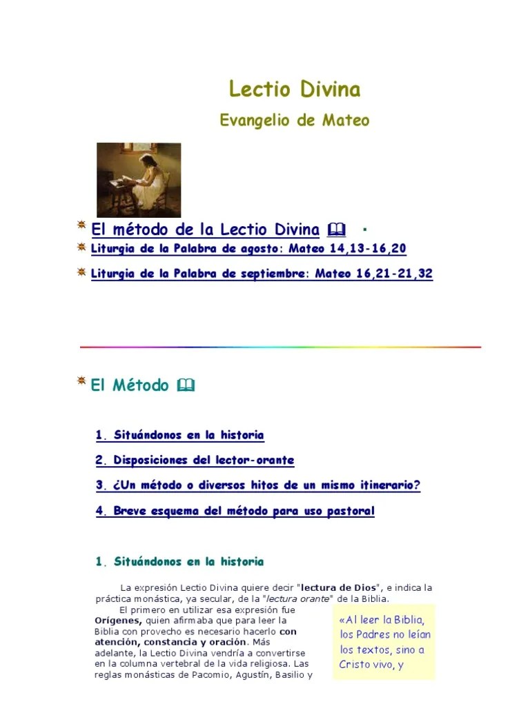 Lectio Divina | PDF | Oración | Monje