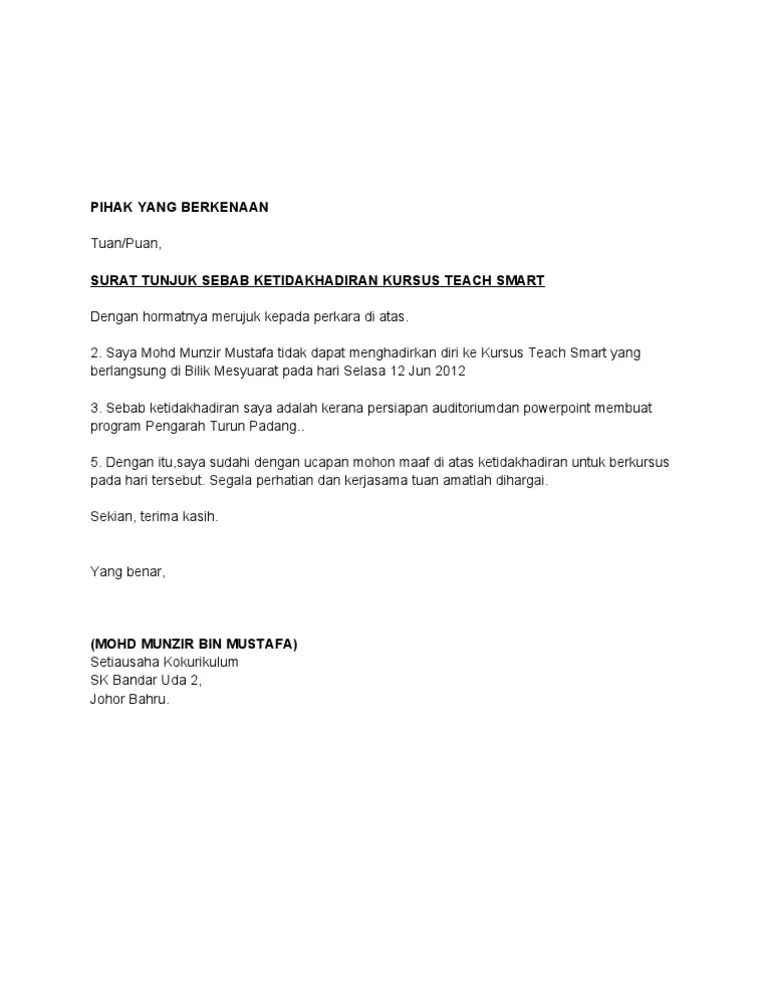 Contoh email/surat lewat datang kerja & tidak hadir kerja. Contoh Surat Rasmi Tunjuk Sebab Datang Lewat Kerja - Rasmi X