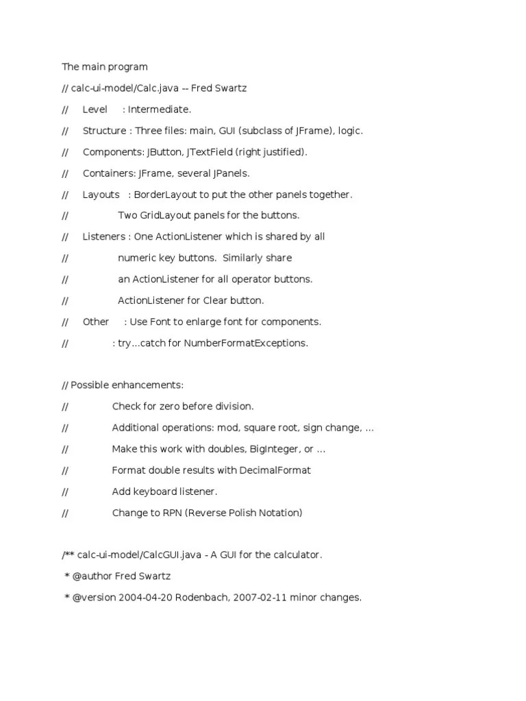 Simple Calculator - Java | PDF | Graphical User Interfaces | Command ...