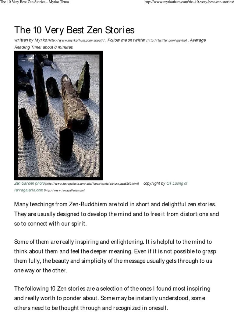 The 10 Very Best Zen Stories - Myrko Thum | PDF | Zen | Monk