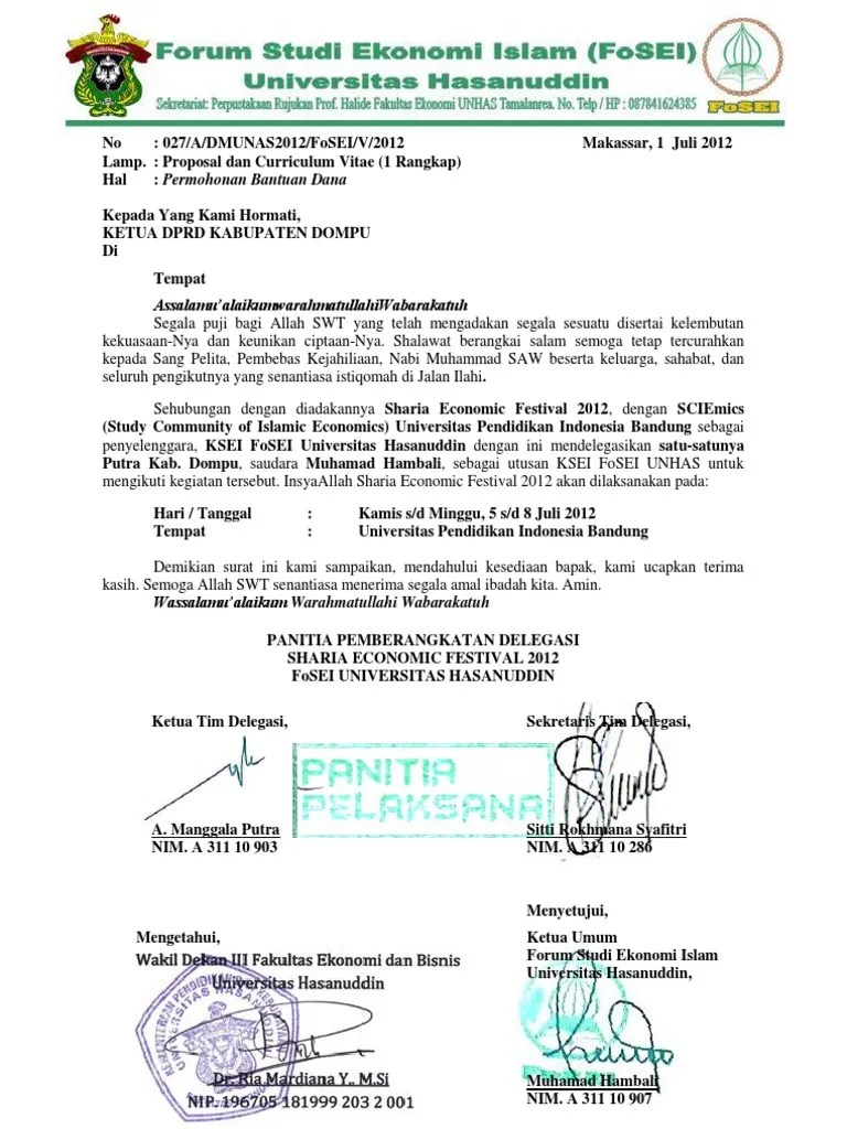 Surat Permohonan Bantuan Al-Qur\'An . Surat Permohonan Bantuan Dana