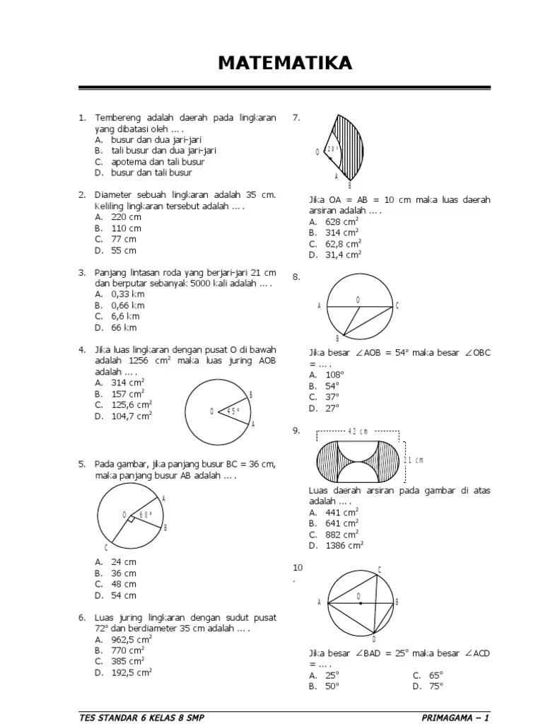 Soal Dan Pembahasan Ukk Matematika Smp Kelas 8 Tahun 2013 Pdf Panjang garis apotema 2.