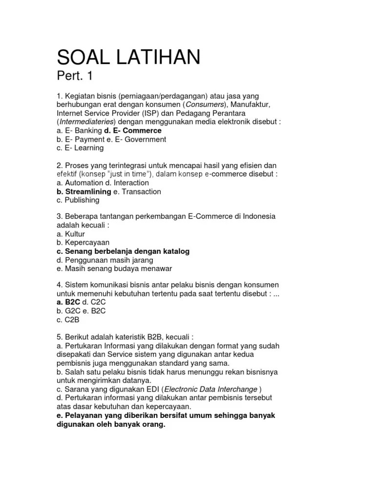 Soal Dan Jawaban E Commerce Bsi Masnurul