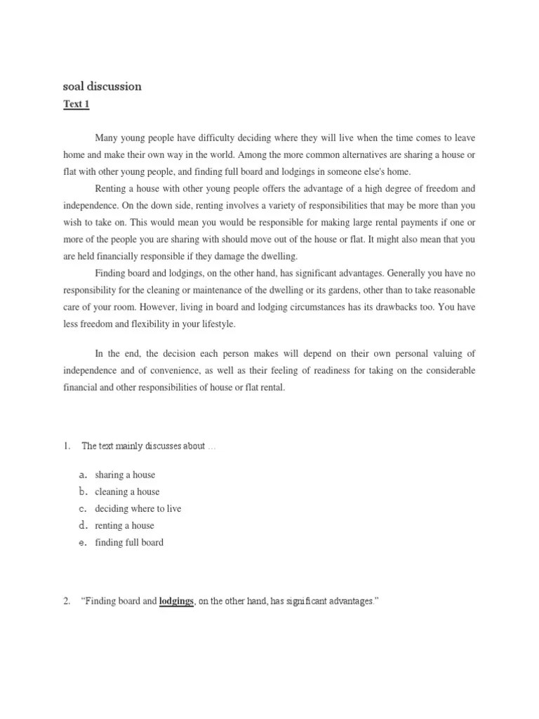 Yuk, tes kemampuan kalian dengan menyimak contoh soal discussion text . Soal Essay Discussion Text