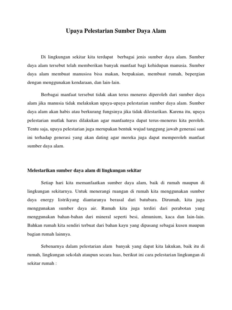 Upaya Pelestarian Sumber Daya Alam | PDF