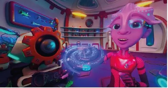 The Stellars characters Imani, Aki, and John in colorful immersive kids adventure