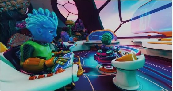 The Stellars characters Imani, Aki, and John in colorful immersive kids adventure