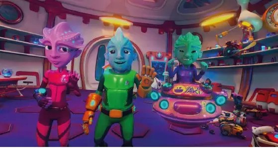 Friendly alien characters from The Stellars – family immersive experience for ages 3–10