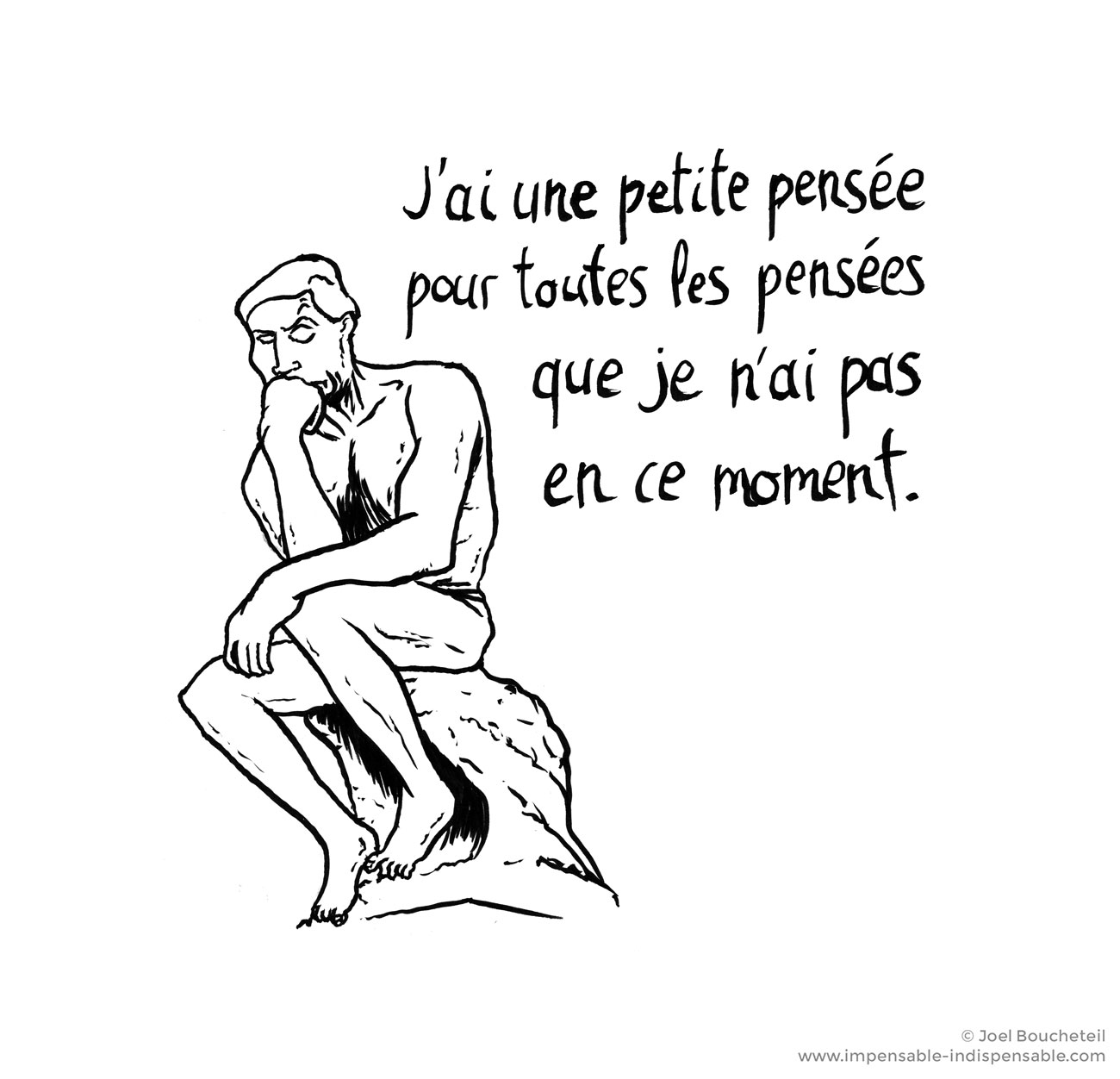 L'homme dessin animé regarder le penseur de rodin. Rodin L Impensable Indispensable