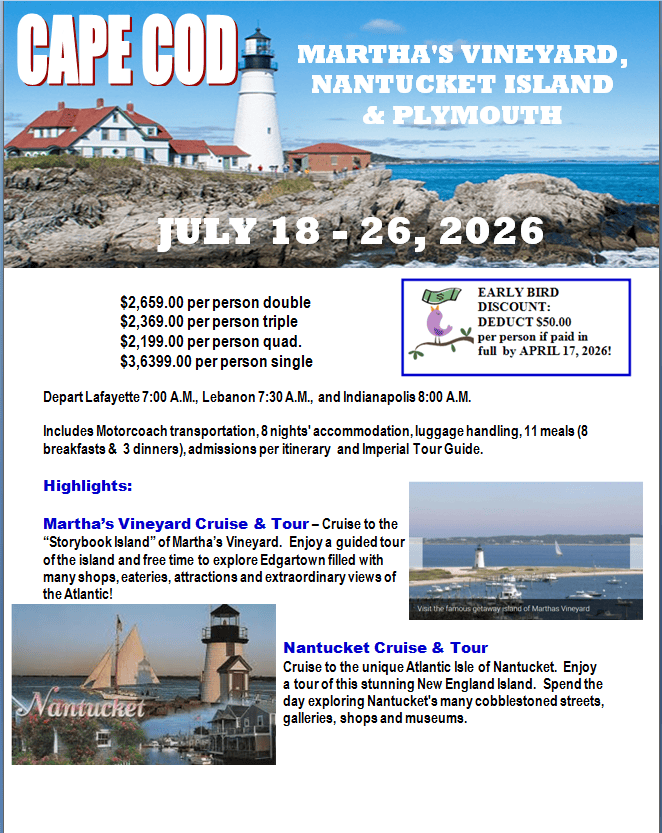CAPE COD JULY 18 26 2026 Imperial Travel CAPE1 