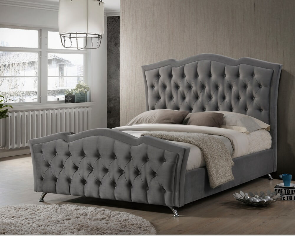 Florence grey velvet bed