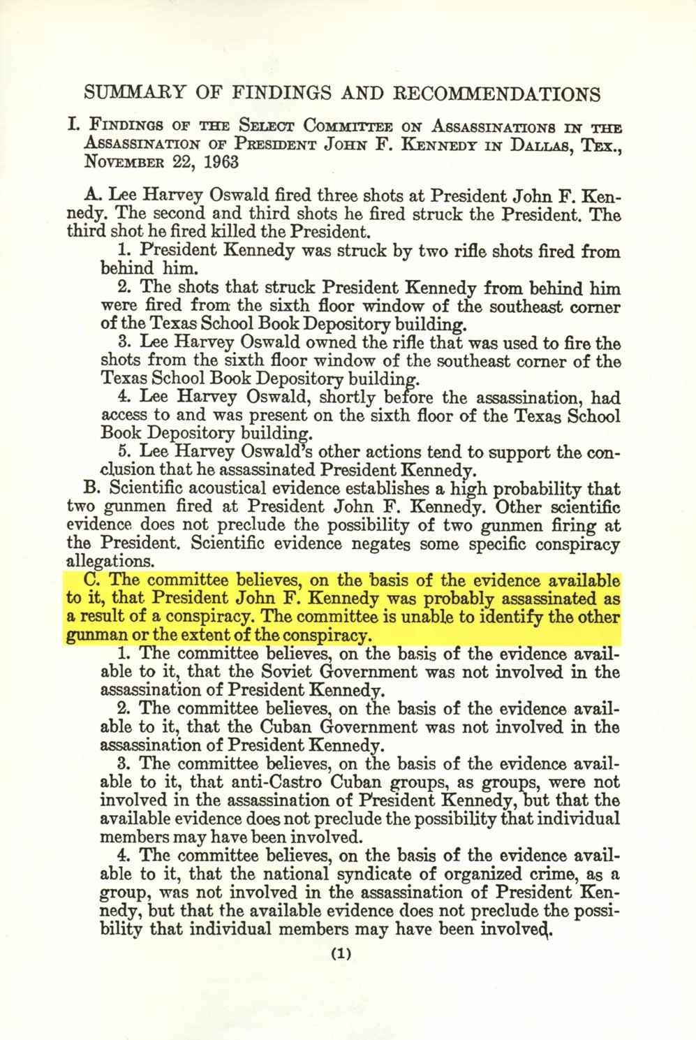 HSCA_findings