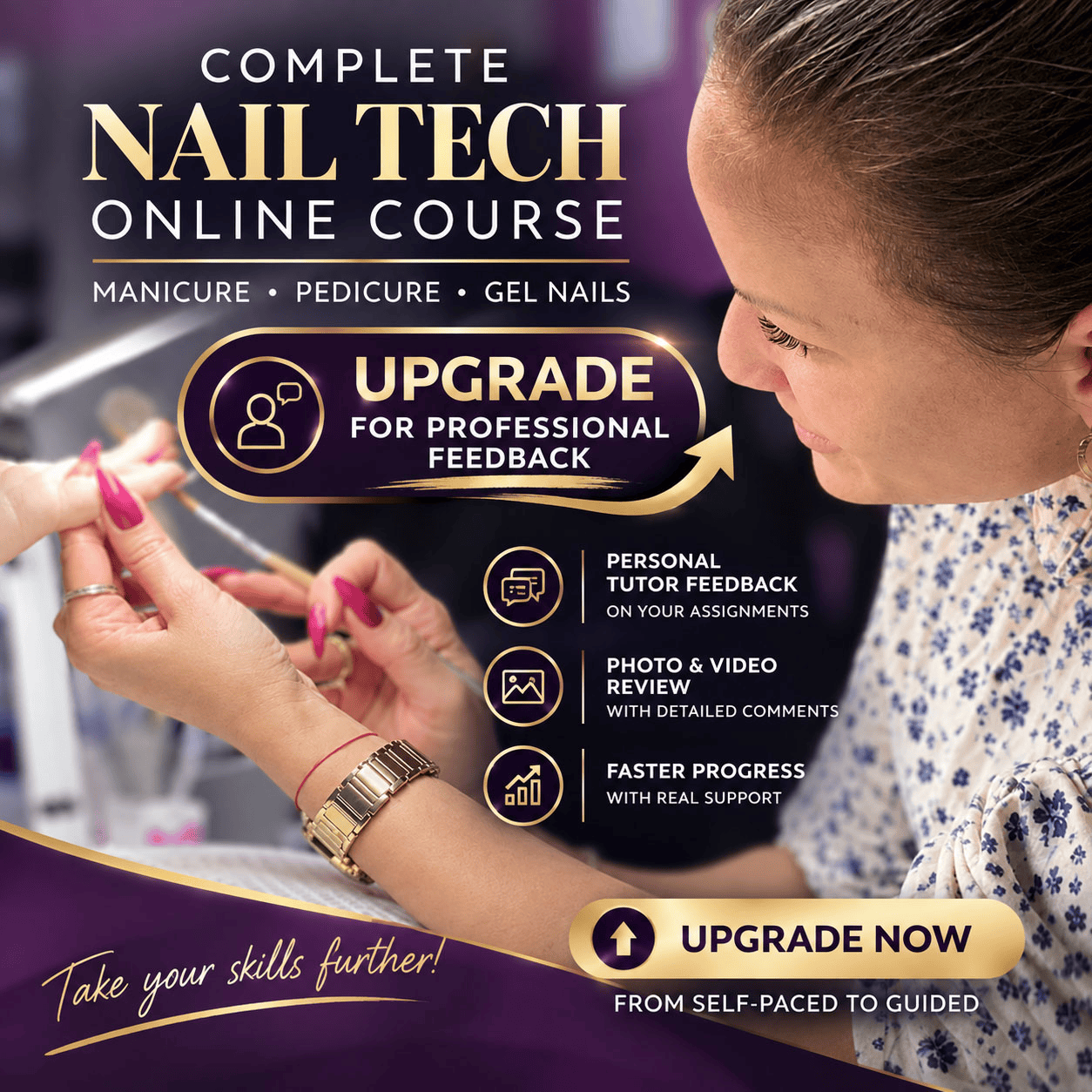 Complete Nail Tech Online Course - Manicure, Pedicure and Gel Nails (Upgrade)