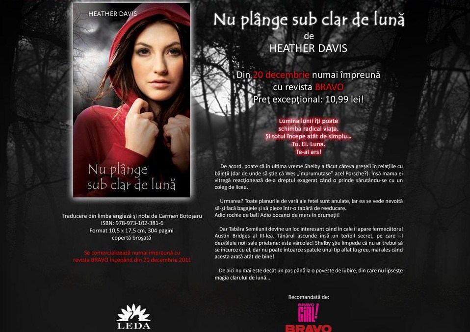 Când se vor întâlni cei doi lideri mondiali, vedeți în rândurile de mai jos. Nu Plange Sub Clar De LunÄ De Heather Davis Din 20 Dec Cu Bravo Lost In A Bookshelf