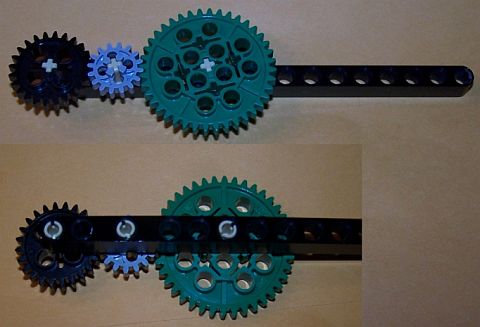 Example of gearing using offset holes
