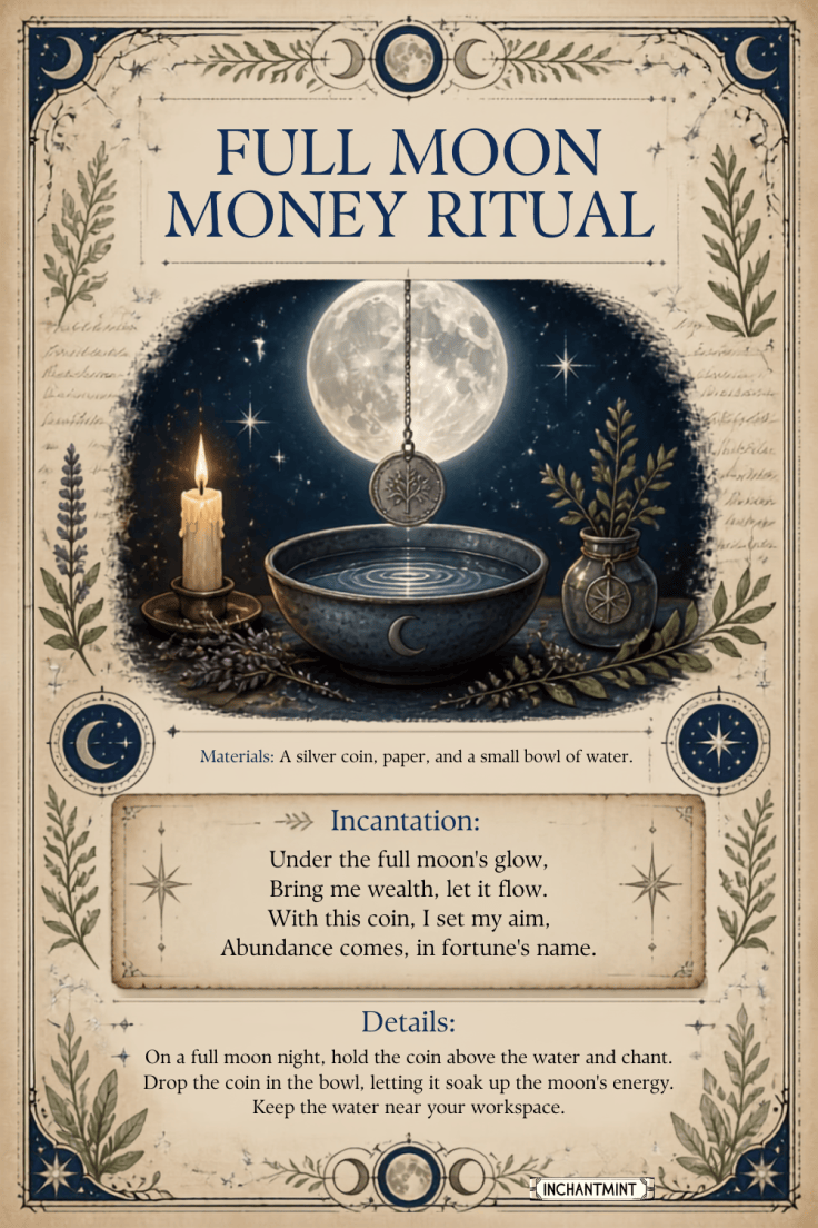 Full Moon Money Ritual Book of Shadows Grimoire Printable – Inchantmint