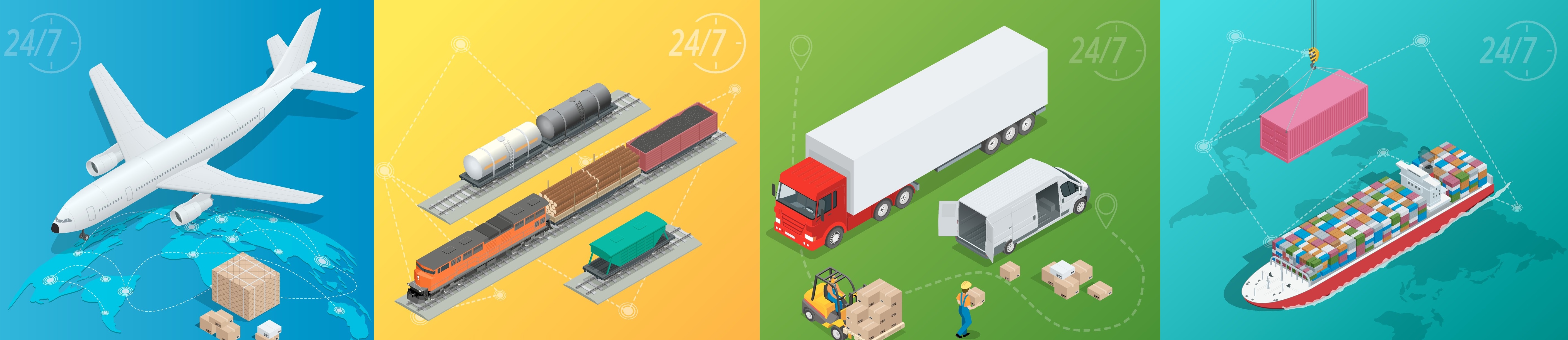 Freight forwarder using Multi-Modal transport of road, rail, air and sea freight.