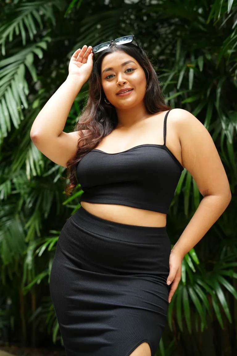 Seamless Rib Maxi Skirt - BLACK