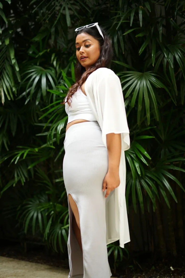 Seamless Rib Maxi Skirt - SMOKEY GRAY