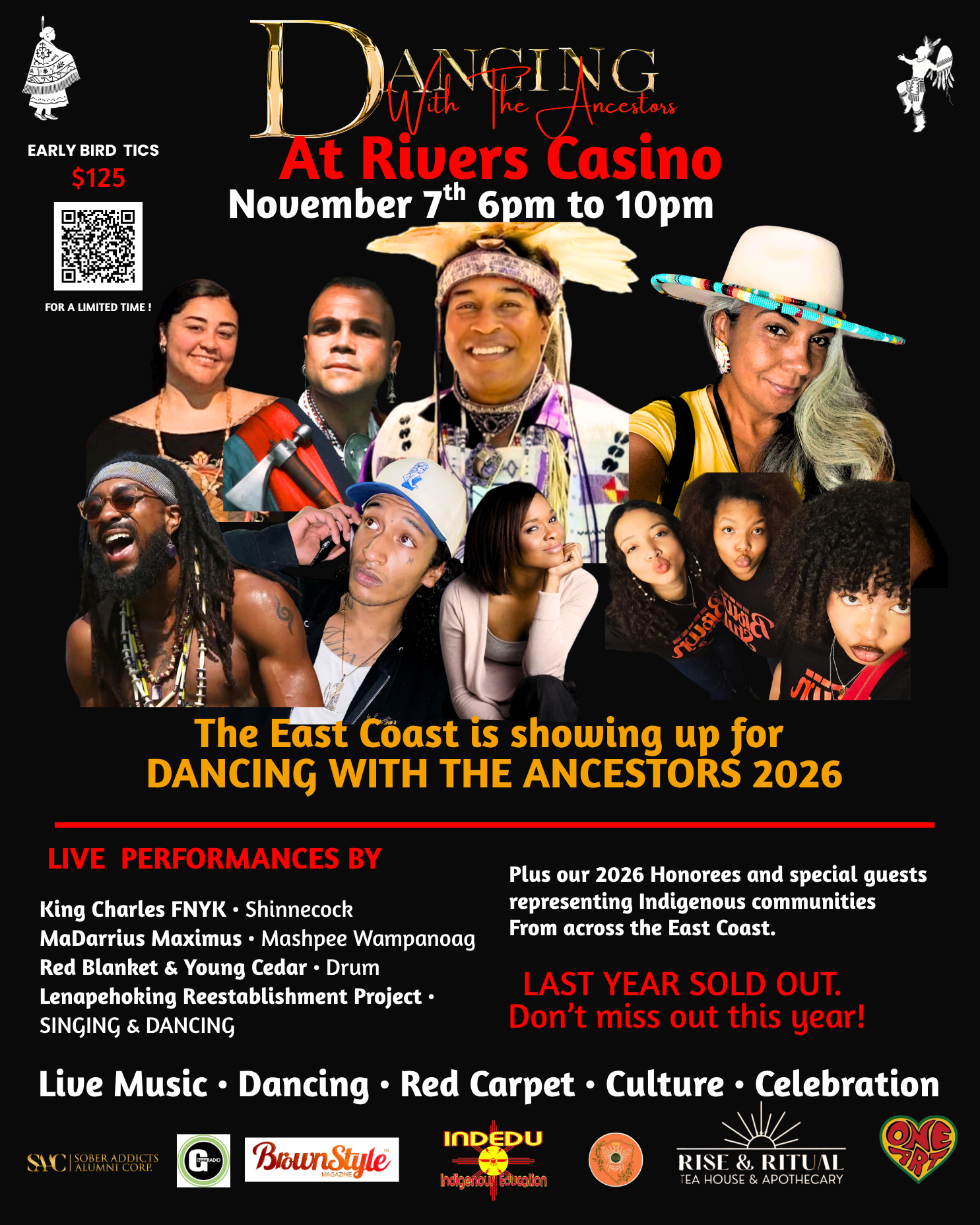 dancing with the ancestors flyer 2027 honorees live performers black red gold