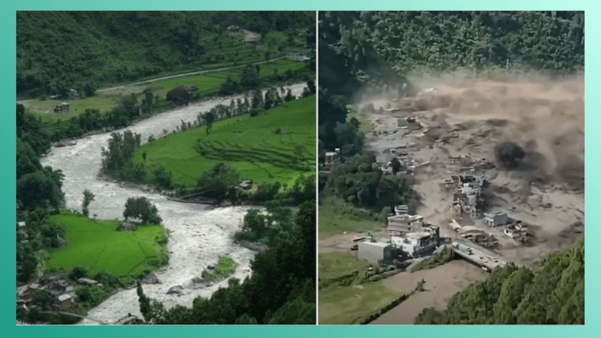 Betrawati Bazar in Nuwakot before and after the floods in Nepal.
