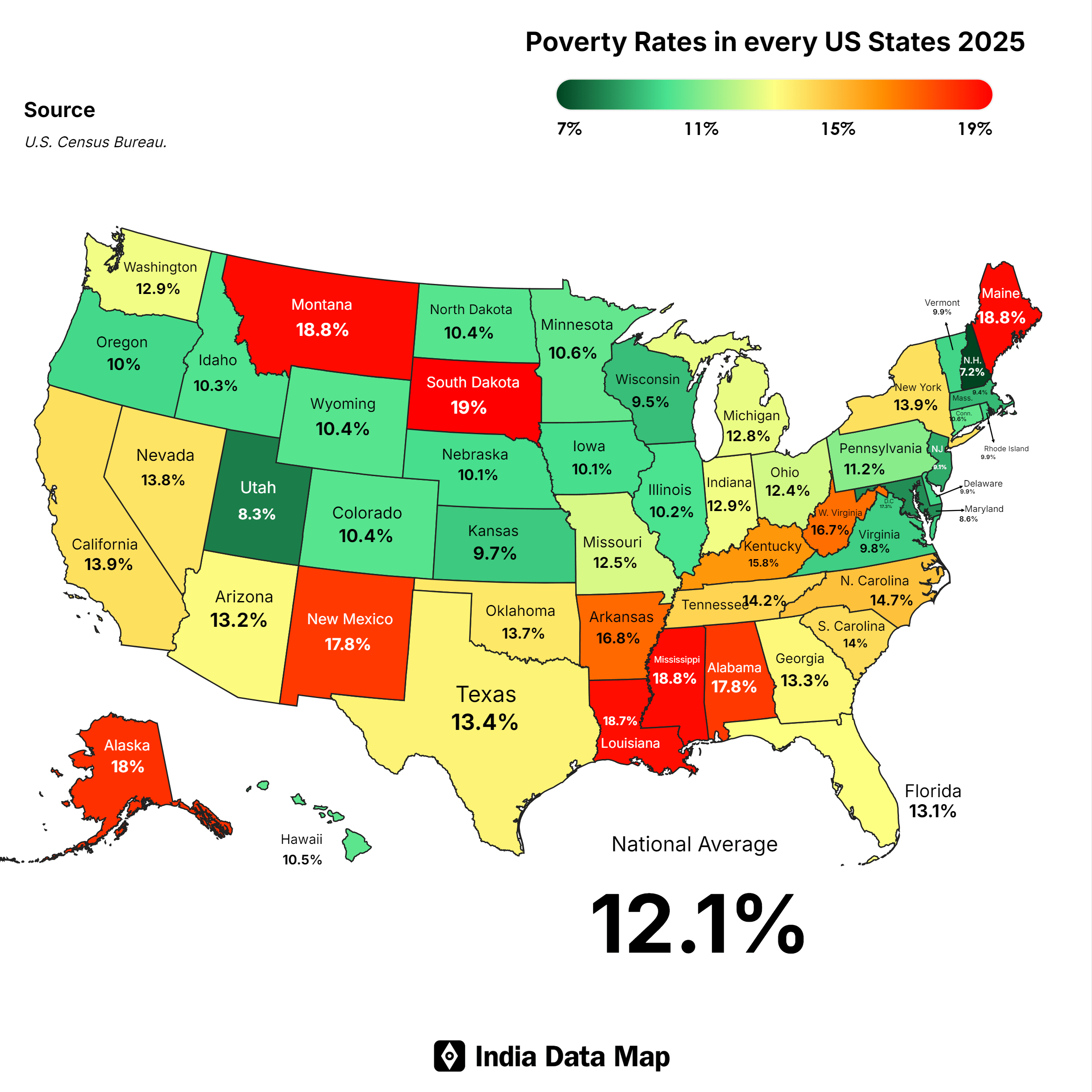 Poverty Rates In The USA By State For 2025 Image 