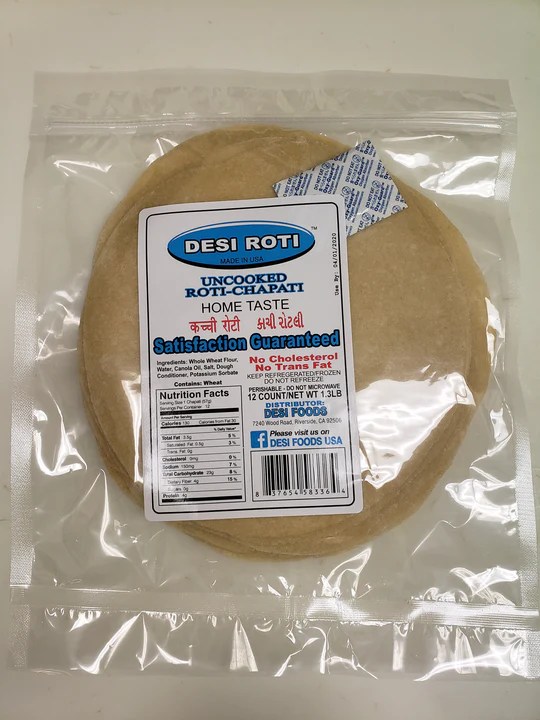 Desi Roti Uncooked Chapati 12 pc