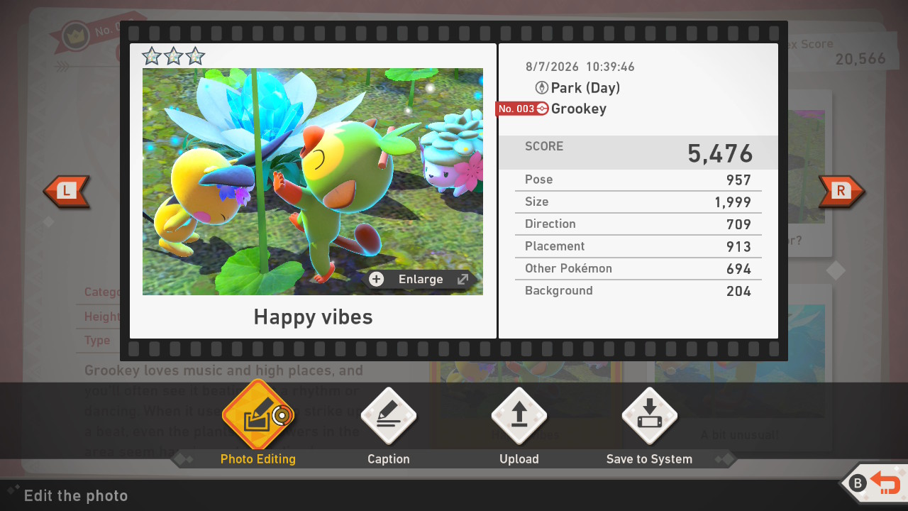 Grookey - Three Star - Park Day Level 3 - Score: 5,476