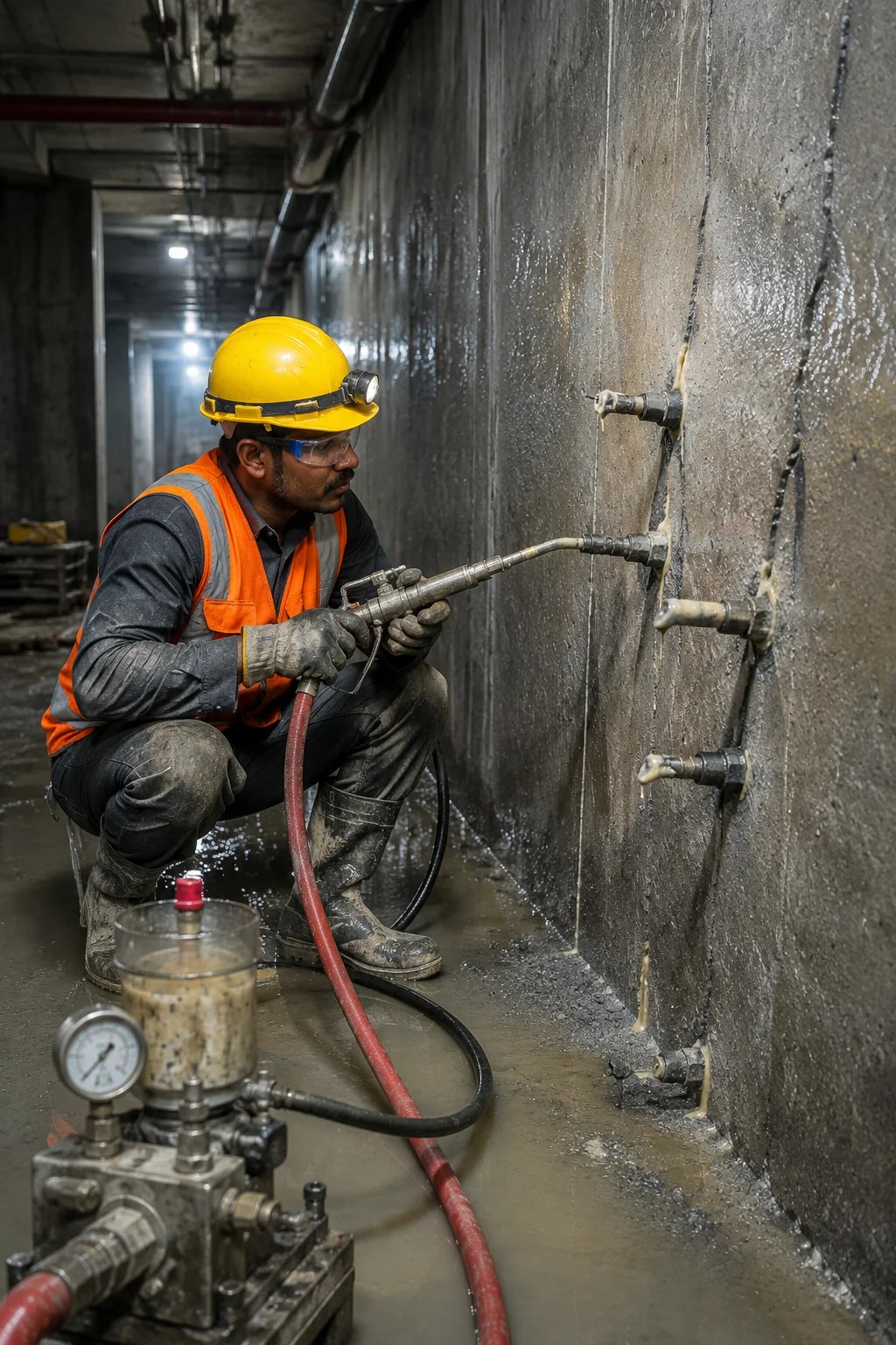 Injection grouting waterproofing