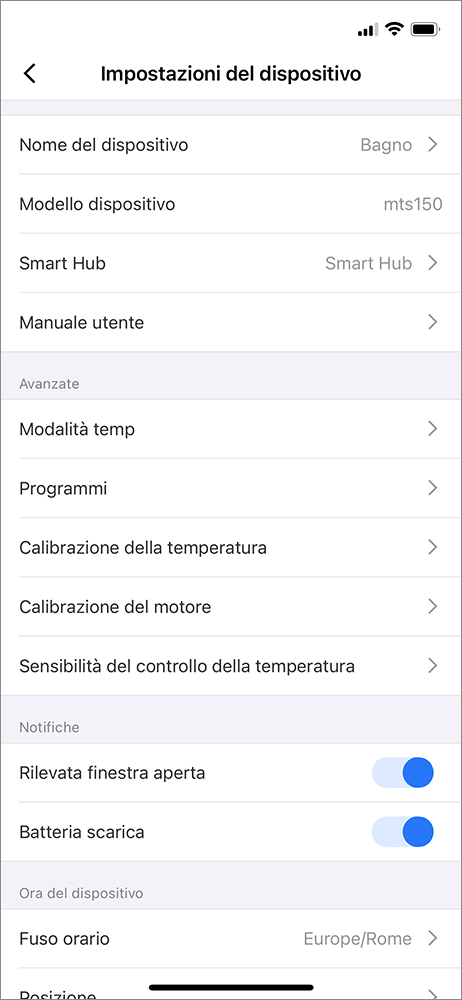 Meross Testa Termostatica MTS150 - menu