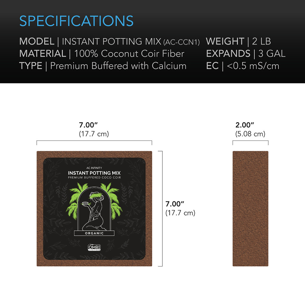 COCO COIR, INSTANT POTTING MIX, 2 LB.