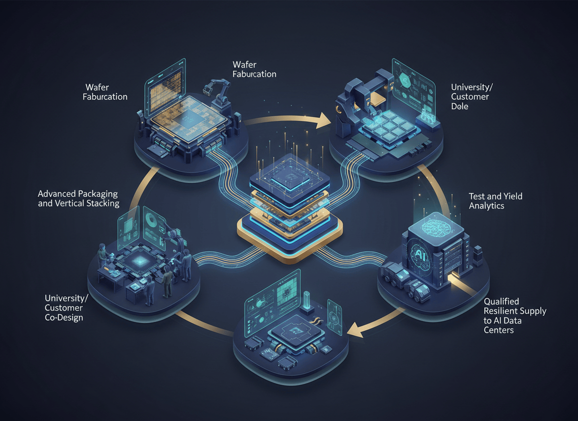 Five-stage HBM localization learning loop from wafer fabrication to qualified supply and customer feedback.