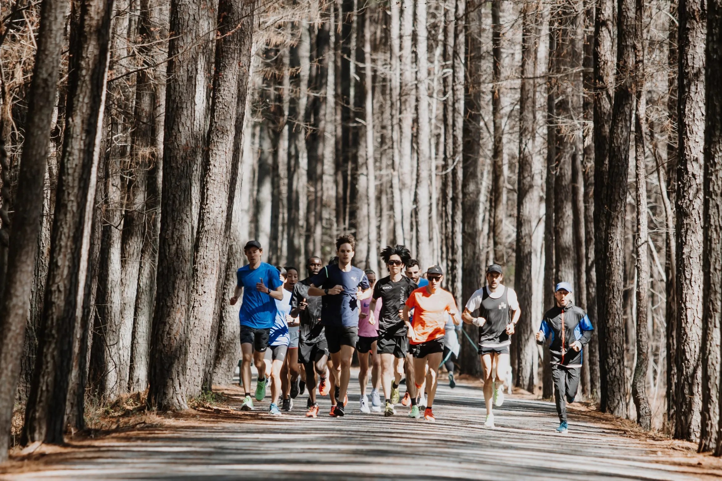 The Puma Elite team does a group run on the American Tobacco Trail. (Photo courtesy Puma Elite)