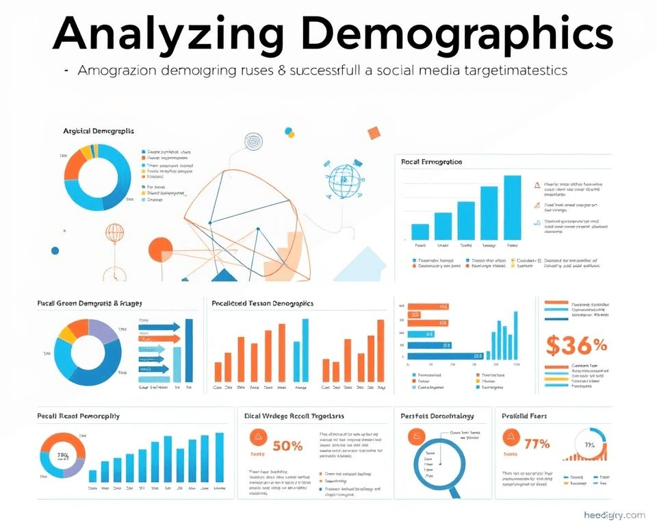 A detailed infographic on demographic targeting strategies, set against a clean, minimalist background. In the foreground, various demographic data visualizations - pie charts, bar graphs, and scatter plots - arranged in a visually striking layout. The middle ground features abstract geometric shapes and patterns, hinting at the analytical frameworks underlying demographic segmentation. The background is a softly lit, neutral space, allowing the data visualizations to take center stage. The overall mood is one of data-driven decision-making, precision, and strategic insight, reflecting the subject of "Analyzing Demographics" for successful social media targeting.