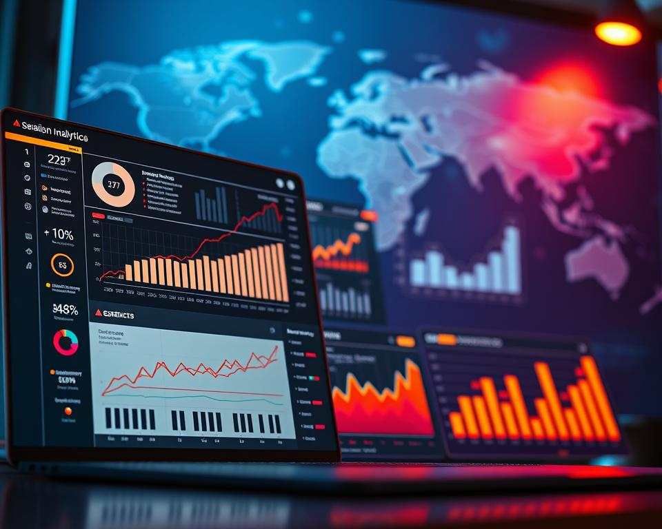 A vibrant, data-driven visualization of email campaign analytics for the Inetmarketer brand. In the foreground, a sleek dashboard displays key performance metrics, charts, and graphs, illuminated by warm, focused lighting. The middle ground features elegant infographic elements, visually communicating campaign insights and audience engagement. In the background, a stylized world map suggests the global reach and scale of the email campaign, bathed in a soft, cinematic ambiance. The overall mood is one of professionalism, clarity, and strategic decision-making, reflecting the "Analyzing Data Effectively" section of the article.