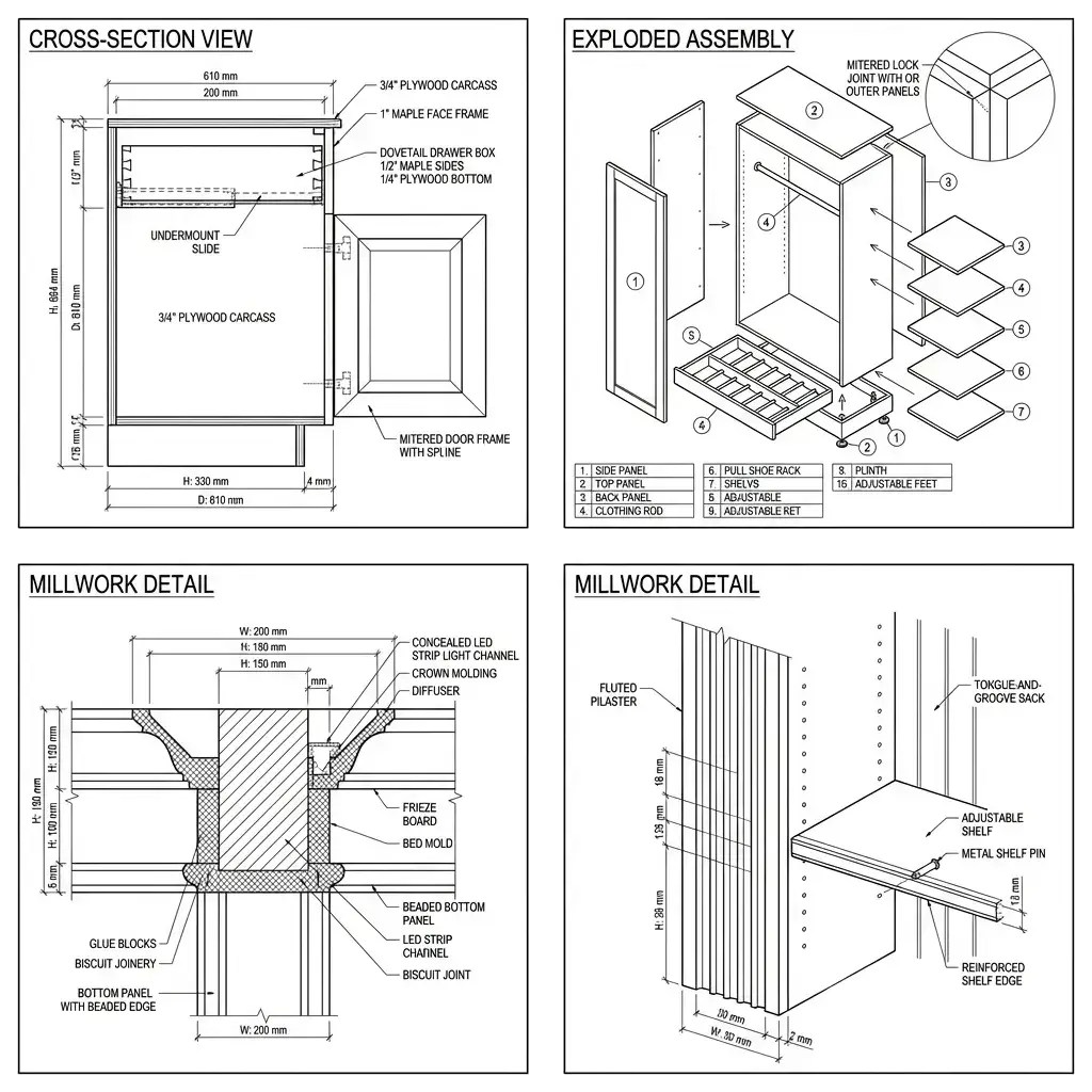 Commercial Millwork Shop Drawings