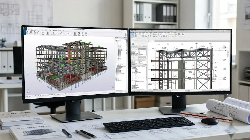 Structural BIM model showing building framing and structural components