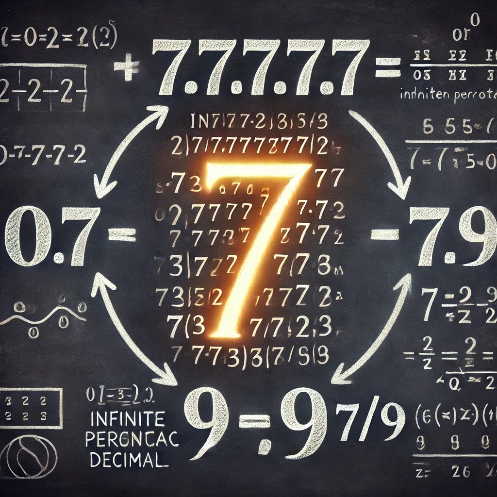 Mathematical representation of infinite periodic decimals converting into fractions using formulas, demonstrating the hidden trick behind repeating decimal numbers.