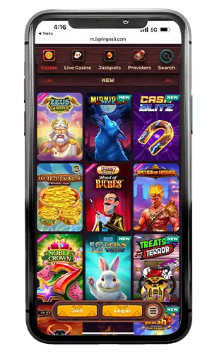 Screenshot des 5Gringos Casino Interfaces mit Spielauswahl
