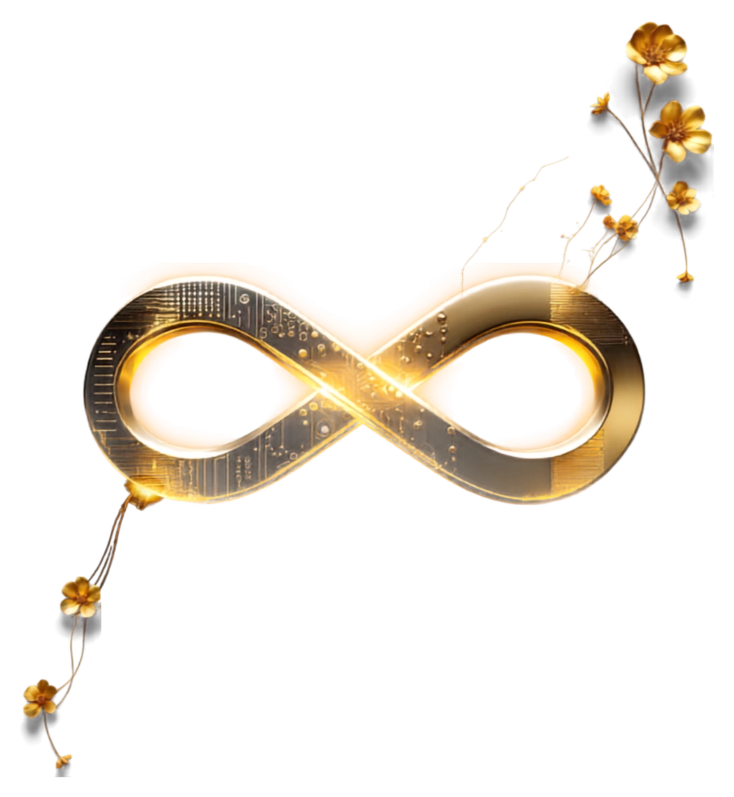 Golden circuit infinity with delicate flowers