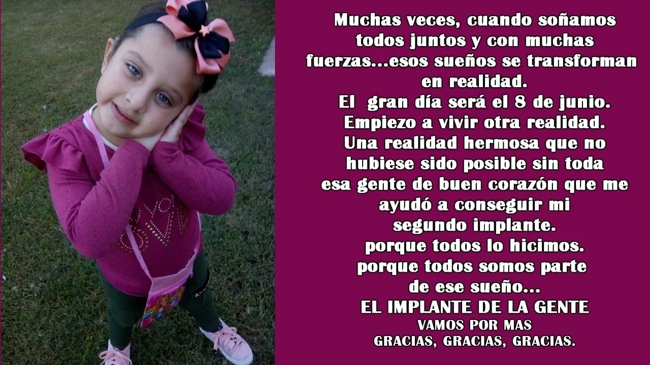 Valentina Villegas recibirá el segundo implante coclear
