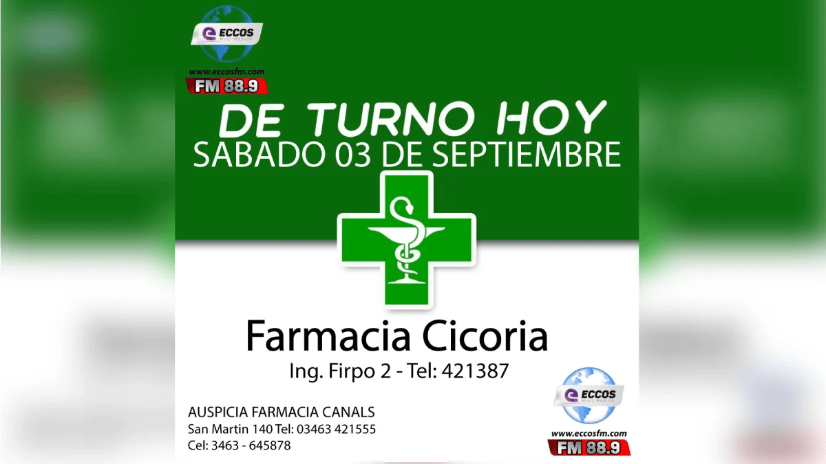 Farmacia de turno 3 DE SEPTIEMBRE