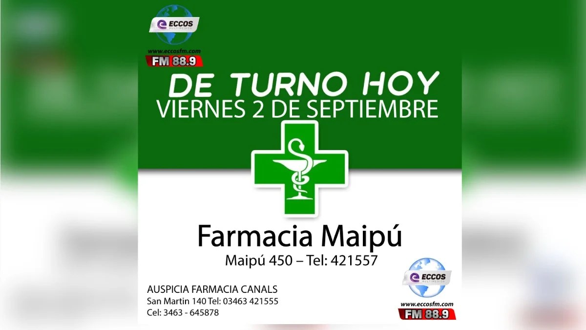 Farmacia de turno 2 de SEPTIEMBRE